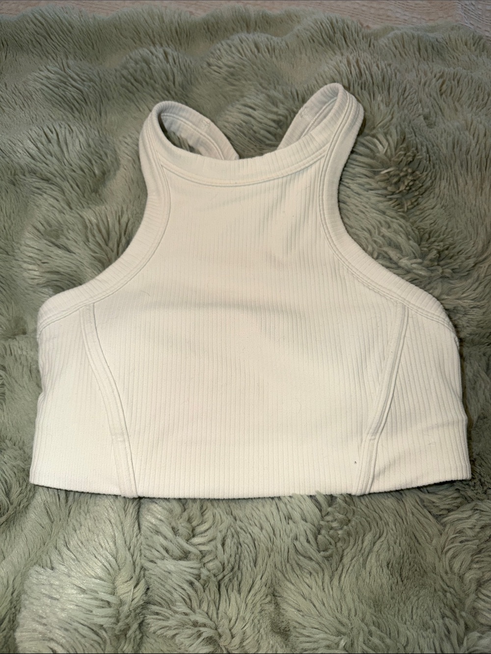 Lululemon Ribbed High-Neck Crop Tank Top - White
